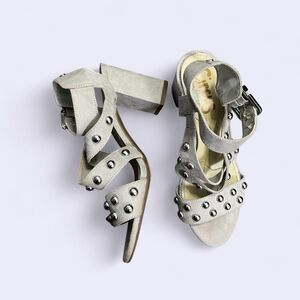 Circus-by-sam-edelman grey suede studded 3-inch block heels